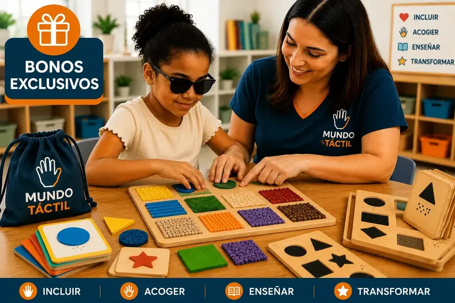 Tablet com app educativo de Mundo Tátil escolar